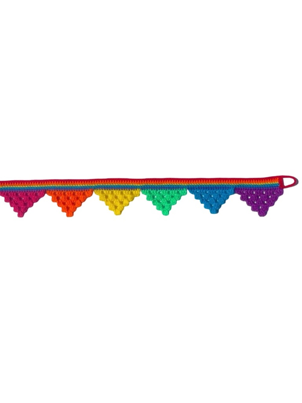 ๐HP๐Handmade Crochet Neon Rainbow Granny Triangle Bunting - Picture 8 of 8